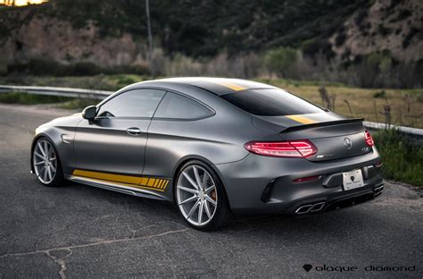 Racing Looks of Custom Gray Matte Mercedes C Class With Yellow Stripes ...