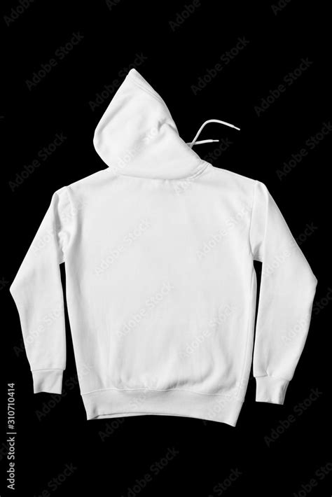 Blank white hoodie sweatshirt back view on black background. Stock ...