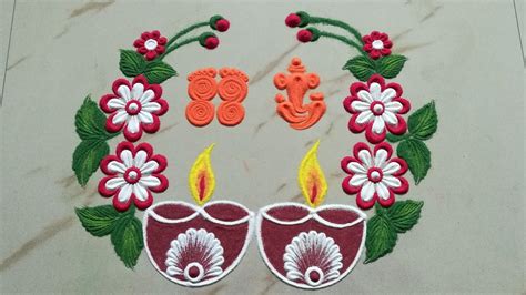 Very easy diya rangoli for Diwali 2019, Dhanteras, Laxmi Pooja | Unique diwali rangoli designs ...