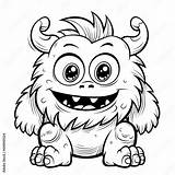 Cute Cartoon Monster Coloring Page For Kids Simple Animal coloring  sketch template