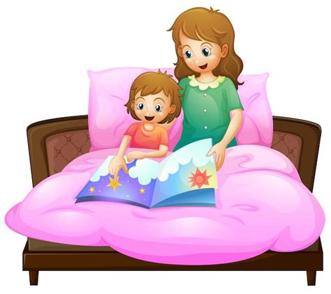 Free Vector | Mother telling bedtime story to kid in bed