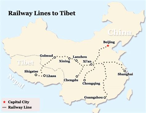 Tibet Train Map | Tibet Railway Map