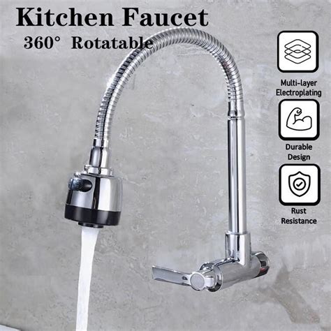 Universal Kitchen Faucets Sink Wall Mounted Stainless Steel Flexible ...