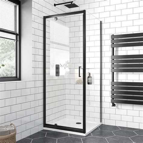 London Matt Black 6mm Pivot Shower Enclosure 800x800mm