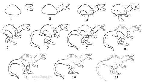 How To Draw a Dinosaur (Step by Step Pictures) | Como dibujar un ...