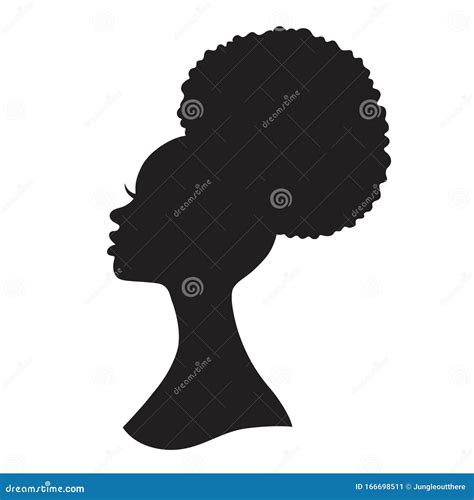 Black Woman With Curly Hair. Fashion Model Silhouette. Curly Beauty Girl Vector Illustration ...