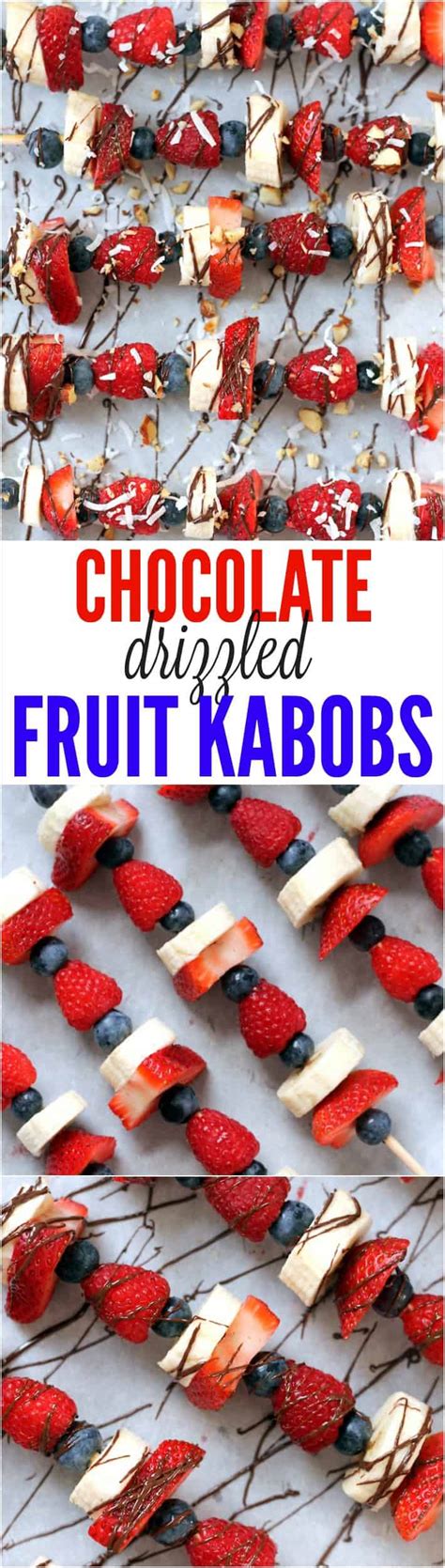 Chocolate Drizzled Fruit Kabobs | Hummusapien