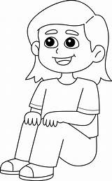 Sit Coloring Clipart Sitting Outline Pages Verbs Clip Kids Stand  sketch template