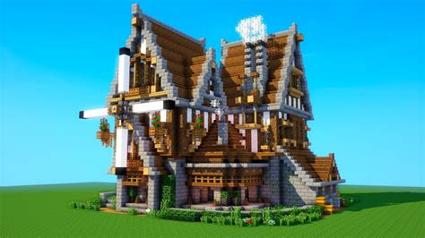 Minecraft Tutorial: How to build a BIG survival house ( Medieval Mansion ) 2018 - YouTube