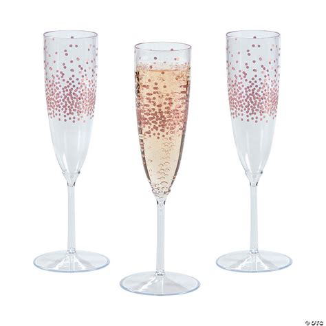 Premium Plastic Rose Gold Dot Champagne Flutes | Oriental Trading