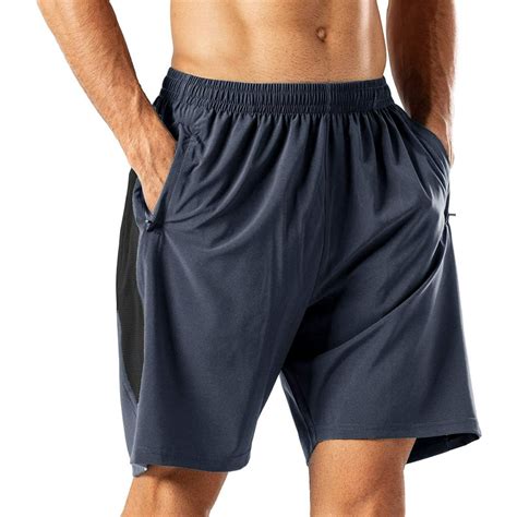 Men's Workout Running Shorts with Zipper Pockets Quick Dry Lightweight Breathable Gym Shorts ...