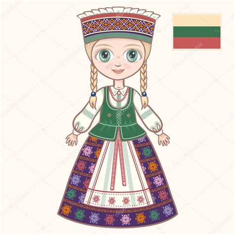 The girl in Lithuanian dress. Historical clothes. Lithuania Stock Vector Image by ©ZzN #105940052