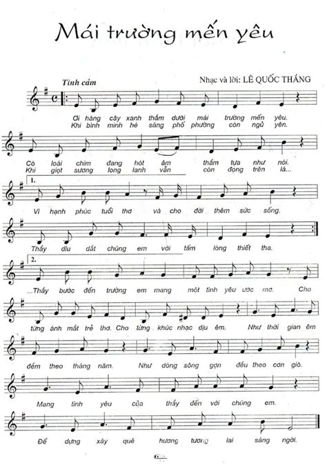 Sheet nhạc bài Mái trường mến yêu - Hợp Âm Việt | Violin sheet music, Music notes, Violin music