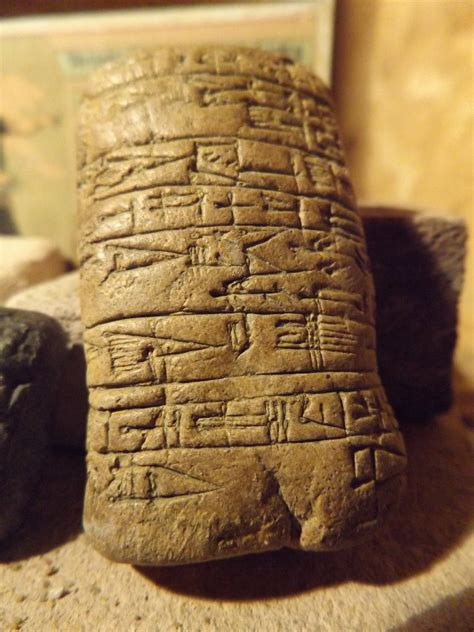 Sumerian cuneiform writing tablets - replica set. Ancient writing of Mesopotamia