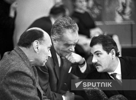 Soviet film directors Yuly Raizman, Mark Donskoi and Grigory Chukhrai ...