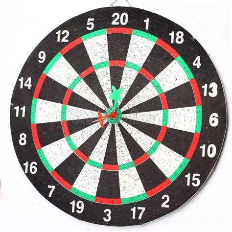 Darts Game with a Dart in the Target Center Stock Photo - Image of ...