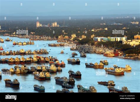 Chittagong Port (officially Chattogram) Bangladesh 07 Spptember 2021: Hundreds of vessels are ...