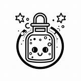 Enchanted Potion Bottle Coloring  Page sketch template