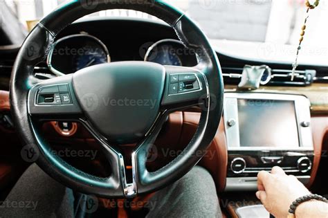 Car steering wheel interior of luxury transport. 6986570 Stock Photo at ...