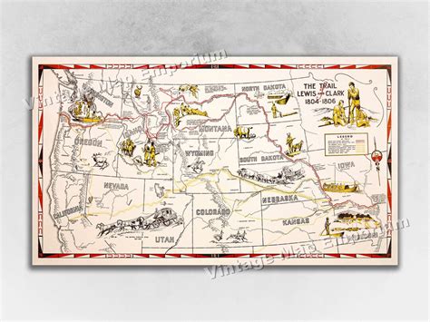 Lewis and Clark Expedition 1804-1806 Map of the Northwest Trail Vintage Map Art Print Poster - Etsy