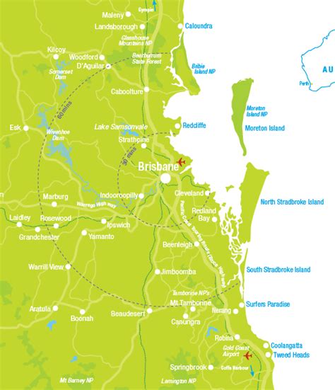 Greater Brisbane Area Map - Brisbane Transurban Group : 27° 30' 0 south ...