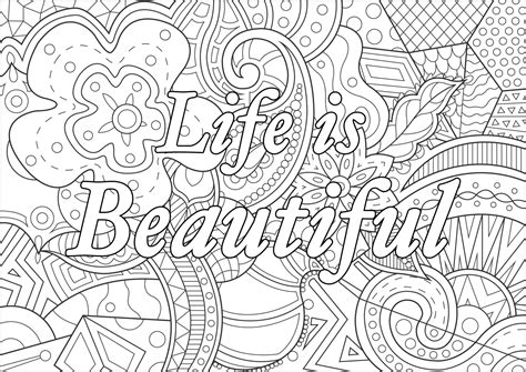 Get This Printable Adult Coloring Pages Quotes Life Is Beautiful