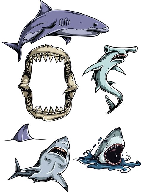 Sharks vector clipart set | Free download