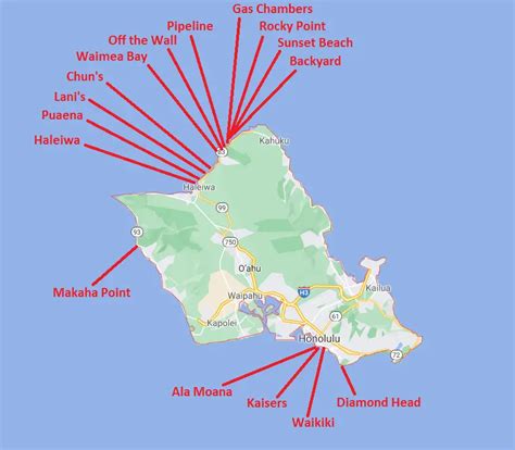 Map Of Oahu Surf Spots