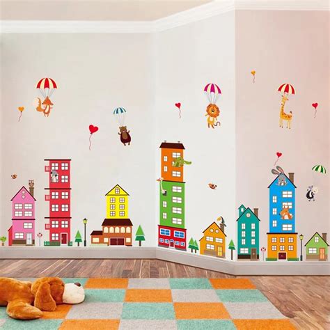 Large 210cmx120cm Cartoon Animals Wall Stickers Living Room Kids Room Home Decoration Wall ...