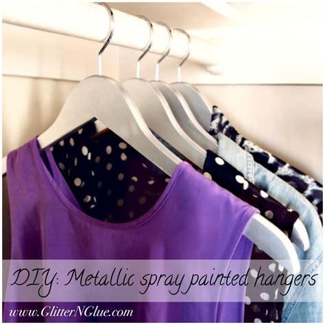 DIY metallic silver spray painted wood hangers. Tutorial via Glitter 'N ...