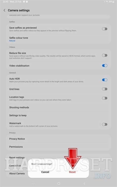 Reset Camera SAMSUNG Galaxy Tab S8, how to - HardReset.info