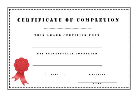 Kostenloses Certificate Of Completion template