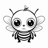 صغيرة لطيف الكرتون النحل تلوين صفحات الرسم رسم مخطط المتجه  sketch template
