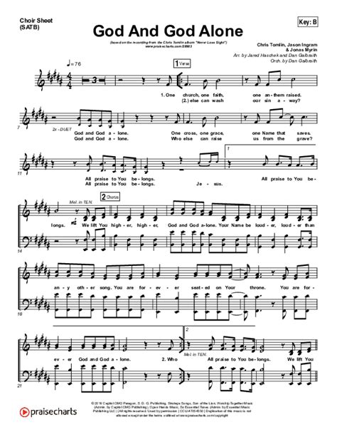 God And God Alone Sheet Music PDF (Chris Tomlin) - PraiseCharts