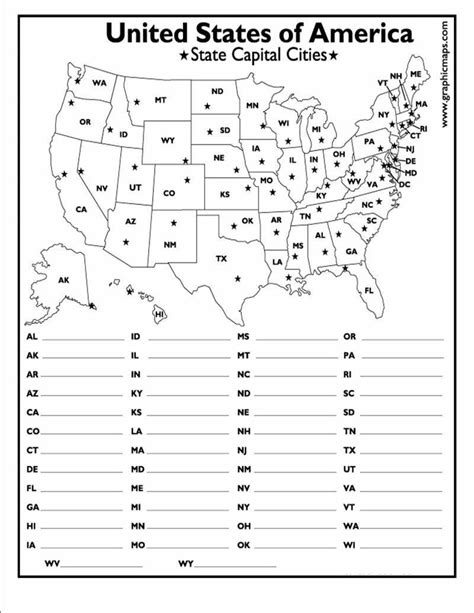 States and Capitals Matching Worksheet Pin On Sensory Bins | Map ...