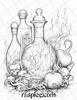 40 Mystical Magic Potions Grayscale Coloring Pages Printable For Adult  sketch template