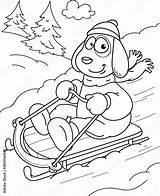 Sledding Coloring Book Page Family Toboggan Sketch sketch template