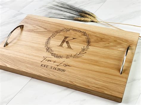 Personalized Mothers Day gift Wood serving tray Gift for mom from daughter Custom wood tray