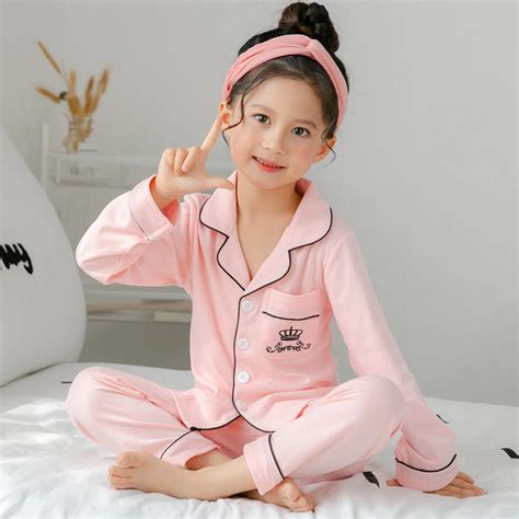 Cotton Children Pajamas set 2018 Autumn Spring Kids Long Sleeve sleepwear Suit Lovely Girl cute ...