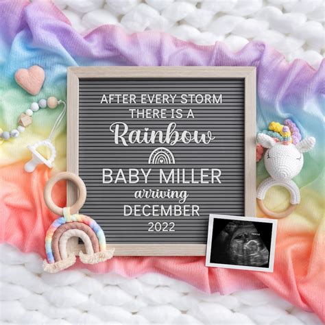 Rainbow Baby Announcement Rainbow Pregnancy Announcement Digital Pregnancy Announcement Rainbow ...