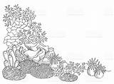 Drawing Underwater Coral Reef Sketch Coloring Page sketch template