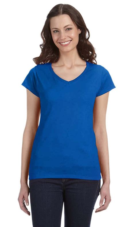Gildan - The Gildan Ladies SoftStyle 45 oz Fitted V-Neck T-Shirt - ROYAL BLUE - XL - Walmart.com ...