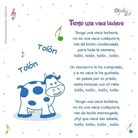 Spanish Poem with Cow and Music Notes