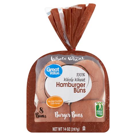 Great Value Hamburger Buns, Whole Wheat, 14 oz, 8 count - Walmart.com - Walmart.com