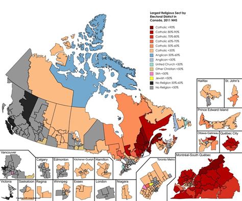 Here’s a religious map of Canada. Catholicism is... - Maps on the Web