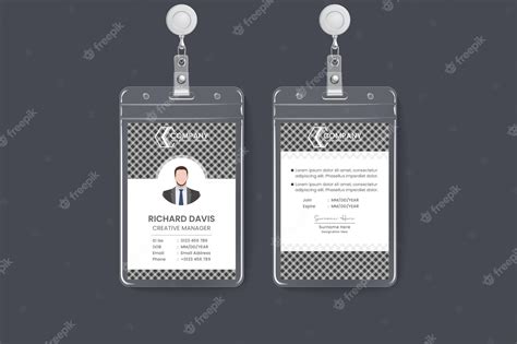 Premium Vector | Minimalist employee vertical id card template with photo