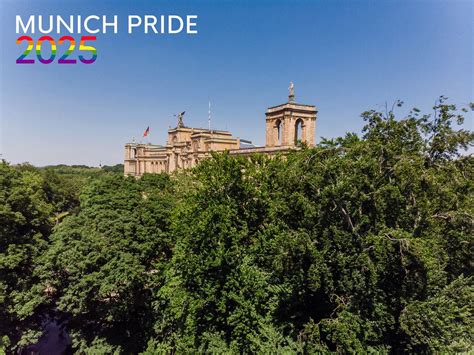 Drone picture of the building of the Bavarian State Parliament and the City of Munich in the ...