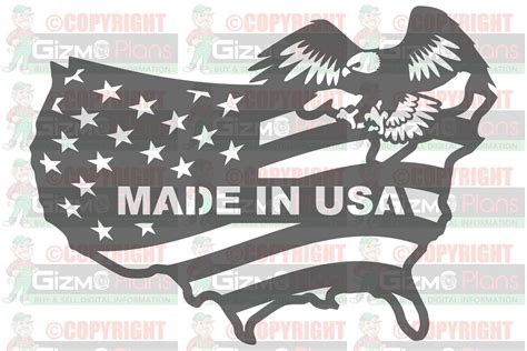 Made In USA Flag with Eagle DXF File