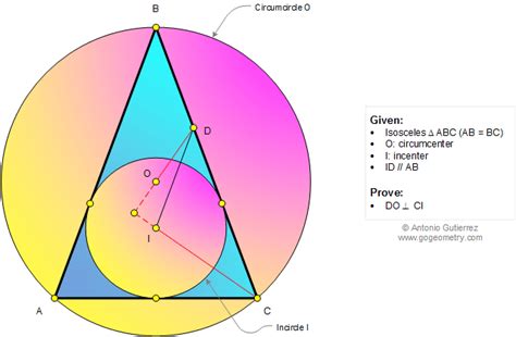 Geometry Problem 1129: Isosceles Triangle, Circumcenter, Incenter ...