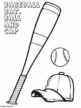 Baseball Bat Ball And Cap coloring Page sketch template